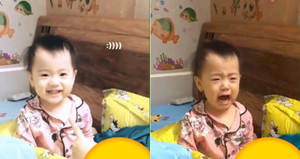 Clip: Bị mẹ trêu chọc, em bé vừa khóc vừa cười gây sốt dân mạng