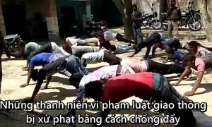 Vi phạm luật giao thông bị bắt chống đẩy thay phạt tiền