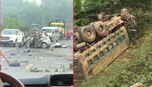 Ô tô con đâm thẳng xe ben, 2 người thương vong ở Hòa Bình