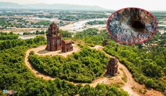 Video, ảnh: Cận cảnh vết khoan, giàn thép bủa vây, xâm hại di tích quốc gia tháp Bánh Ít