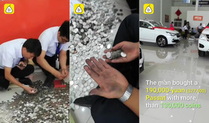 Khách hàng mang tiền xu đi mua ô tô 640 triệu đồng, nhân viên vật vã đếm suốt 3 ngày