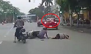 Clip: Nữ tài xế vượt phải, luồn lách như xe máy, gây tai nạn thót tim ở Thái Bình