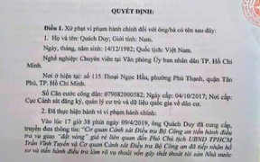 Đăng Facebook vu khống người khác, chuyên viên Văn phòng UBND TP.HCM bị xử phạt