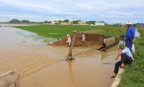 Mưa lớn, vỡ kênh gây ngập lụt ở Nghệ An