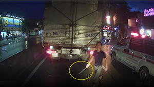 Xác định danh tính kẻ lái xe cấp cứu vác dao doạ lái xe tải sau khi xin vượt bất thành