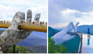 Video: Cầu Vàng Đà Nẵng xuất hiện 'bản nhái' ở Trung Quốc