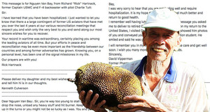 Xúc động lời hỏi thăm sức khoẻ anh hùng phi công Nguyễn Văn Bảy của cựu binh Mỹ