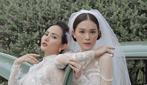 Bạn gái Phillip Nguyễn mặc áo dài cưới, đọ sắc cùng Hoa hậu Diệu Linh