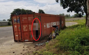 Nam công nhân chết trong tư thế treo cổ trên thùng xe container