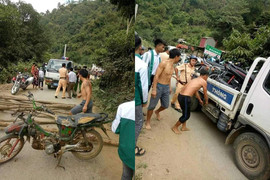 Dân mang cây củi chặn xe CSGT Sơn La 'đòi' lại xe vi phạm