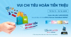 Hoàn đến 1,6 triệu đồng cho chủ thẻ VietinBank E-Partner Napas