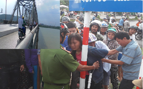 Dân ngăn cản người mẹ ôm con 2 tuổi nhảy cầu tự tử
