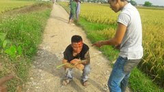 Đòi tiền bảo kê chủ máy gặt, nam thanh niên xăm trổ bị dân khống chế giữa cánh đồng