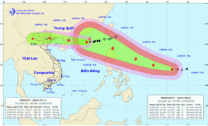 Siêu bão MANGKHUT tăng lên cấp 17 nối đuôi bão số 5 tiến sát Biển Đông