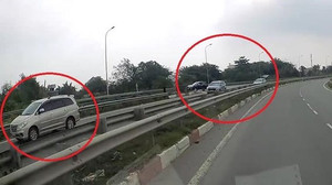 Clip: Hàng loạt ôtô đi lùi trên cao tốc Long Thành - Dầu Giây