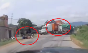 Clip: Xe đầu kéo chạy lấn làn tốc độ cao, gây tai nạn liên hoàn