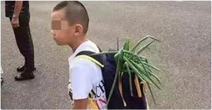 Video: Kỳ lạ cậu bé mang theo hành đi khai giảng