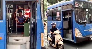 Clip: Tài xế xe buýt phun nước bọt thách thức người đi đường ở TP.HCM