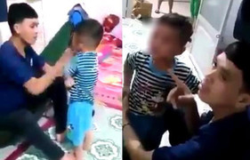 Clip: Phẫn nộ ông bố trẻ say rượu tát con trai bầm tím mặt mũi