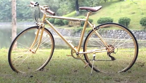 Mục sở thị chiếc xe đạp mạ vàng 9999 giá hàng trăm triệu đồng