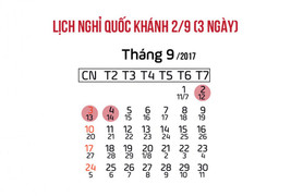 Lịch nghỉ lễ Quốc khánh 2/9 năm 2017: Người lao động được nghỉ 3 ngày