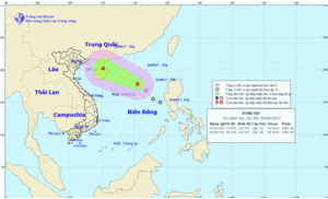Áp thấp nhiệt đới giật cấp 8 đang hướng vào nước ta