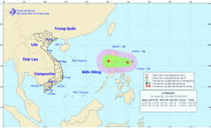 Xuất hiện áp thấp nhiệt đới gần Biển Đông