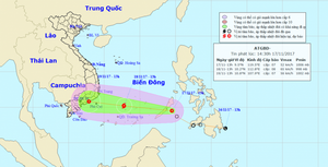 Áp thấp nhiệt đới giật cấp 9 đã vào Biển Đông