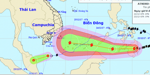 Bão Tembin tăng cấp tiến vào Biển Đông