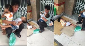 Cha ôm 2 con đi bán vé số, tối ngủ trong chợ: 'Một số kẻ dọa giết tôi vì được cho tiền'