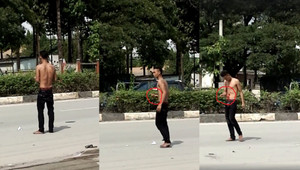 Nam thanh niên dùng dao tự đâm thủng bụng rồi đứng la hét giữa phố