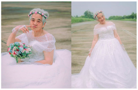 Nụ cười hạnh phúc của cụ bà 88 tuổi trong bộ ảnh 'Nội tôi mặc váy cưới'