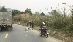 Xe tải tông xe máy đi ngược chiều, 2 người chết tại chỗ