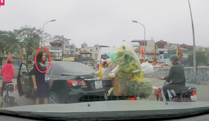 Nữ tài xế quay đầu ô tô trên cầu còn mắng người sa sả: CSGT Hà Nội phản hồi