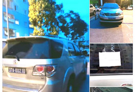 Xe biển xanh ở Nghệ An để chỗ cấm đỗ suốt đêm, bịt lối ra vào toàn bộ chung cư