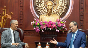 Bí thư TP.HCM Nguyễn Thiện Nhân tiếp cựu Tổng thống Mỹ Obama