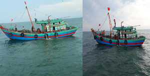 Truy bắt 2 tàu khai thác tận diệt thủy sản ở Hà Tĩnh