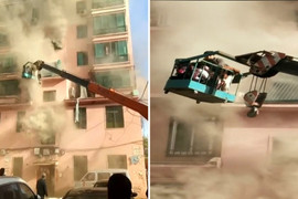 Video: Thanh niên lái cần cẩu cứu sống 14 người khỏi đám cháy chung cư
