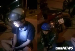 Hiệp sĩ bắt gọn 2 thanh niên dùng dao cướp túi xách, xe máy của phụ nữ