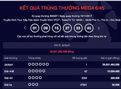 Kỳ quay Vietlott 15/11: Jackpot lại 'nổ', giá trị 20 tỷ đồng