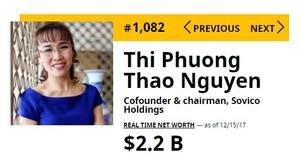 Bà Phương Thảo sắp vào TOP 1.000, ông Phạm Nhật Vượng đứng thứ 536
