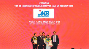 MB thăng hạng trong TOP 10 Ngân hàng thương mại Việt Nam uy tín năm 2018