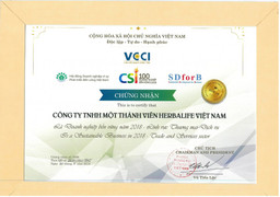 Herbalife Top 10 doanh nghiệp bền vững lĩnh vực dịch vụ thương mại năm 2018