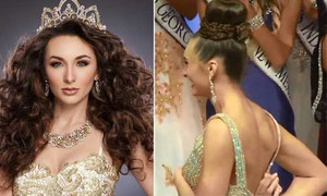 Hoa hậu Trái đất Mỹ bị tuột váy trong khoảnh khắc đăng quang