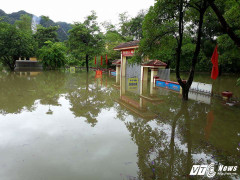Ảnh: Nước ngập mái nhà, 'bủa vây' trường học ở Nghệ An