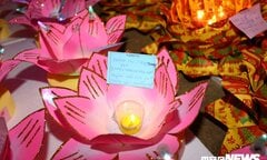 Hoa đăng rực sáng trên sông Đồng Nai trong ngày lễ chùa Ông