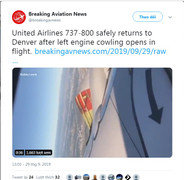 Video: Kinh hoàng máy bay bung nắp động cơ khi đang bay