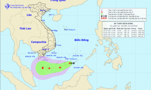 Áp thấp trên Biển Đông có khả năng mạnh lên thành bão cách đảo Trường Sa 180km