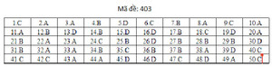 Đáp án mã đề 403 môn tiếng Anh THPT Quốc gia 2019