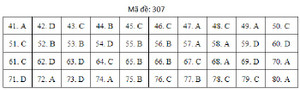 Đáp án mã đề 307 môn Địa lý THPT Quốc gia 2019